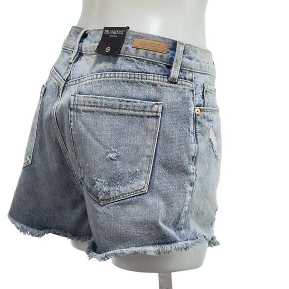 BLANK NYC Women's Shorts Blue Denim Cotton Frayed Hem Distressed Zip Fly Size 29 - Picture 3 of 8